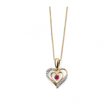 Ruby Diamond Heart Pendant and Chain